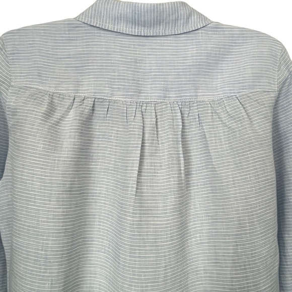 St. Tropez West 100% Linen Blue & White Striped Tunic Blouse Lagenlook Sz. Small - Picture 4 of 13